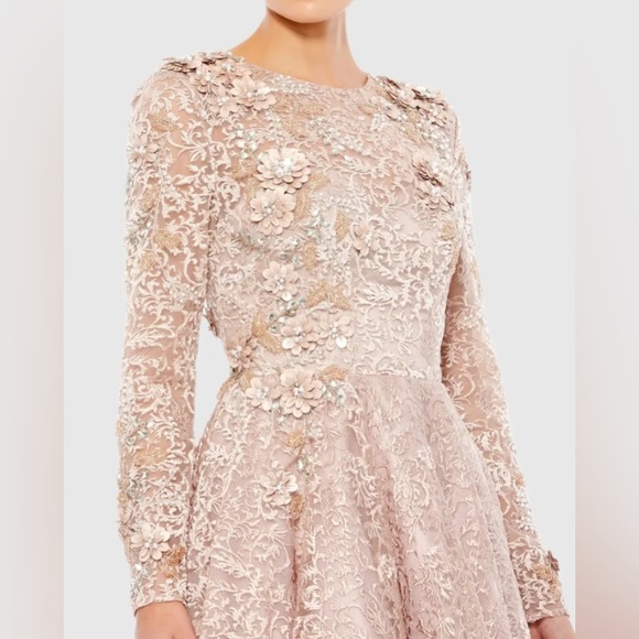 Mac Duggal Dresses & Skirts - Mac Duggal Embroidered Illusion High Neck Long Sleeve A Line Gown 1121
